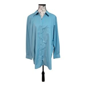 Foxcroft For Appleseed's  Wrinkle Free Shaped Button Down Shirt Size 18 Light...